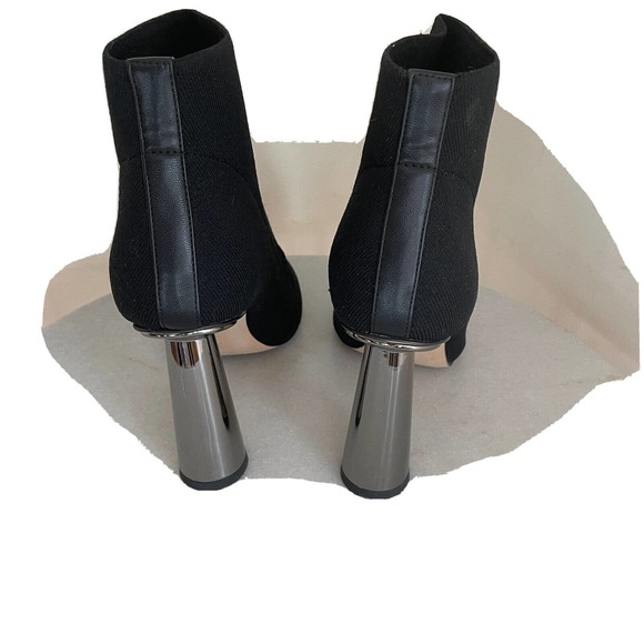 BCBGeneration Conny Black Stretch Fabric Ankle Boot Mirrored Heels Women’s 7.5 - Picture 5 of 16